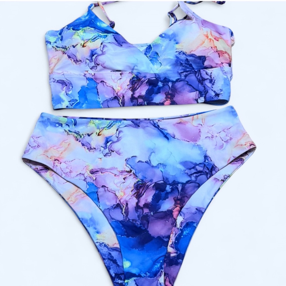 SHEIN Multicolor Marble Print Bikini Set